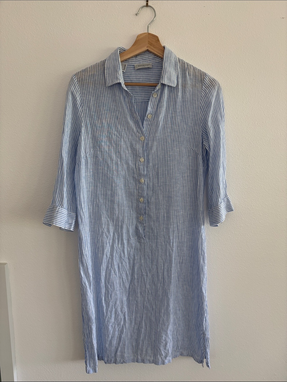 Italian Made Striped Linen Shirt Dress